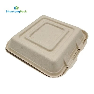 Bagasse 3 Bölmeli Kapaklı Konteyner